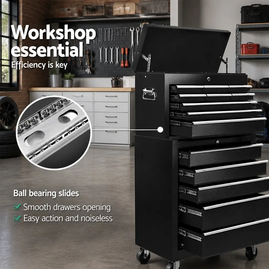 14 Drawer Tool Box Cabinet with Mobile Trolley