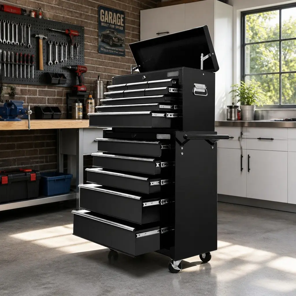 14 Drawer Tool Box Cabinet with Mobile Trolley