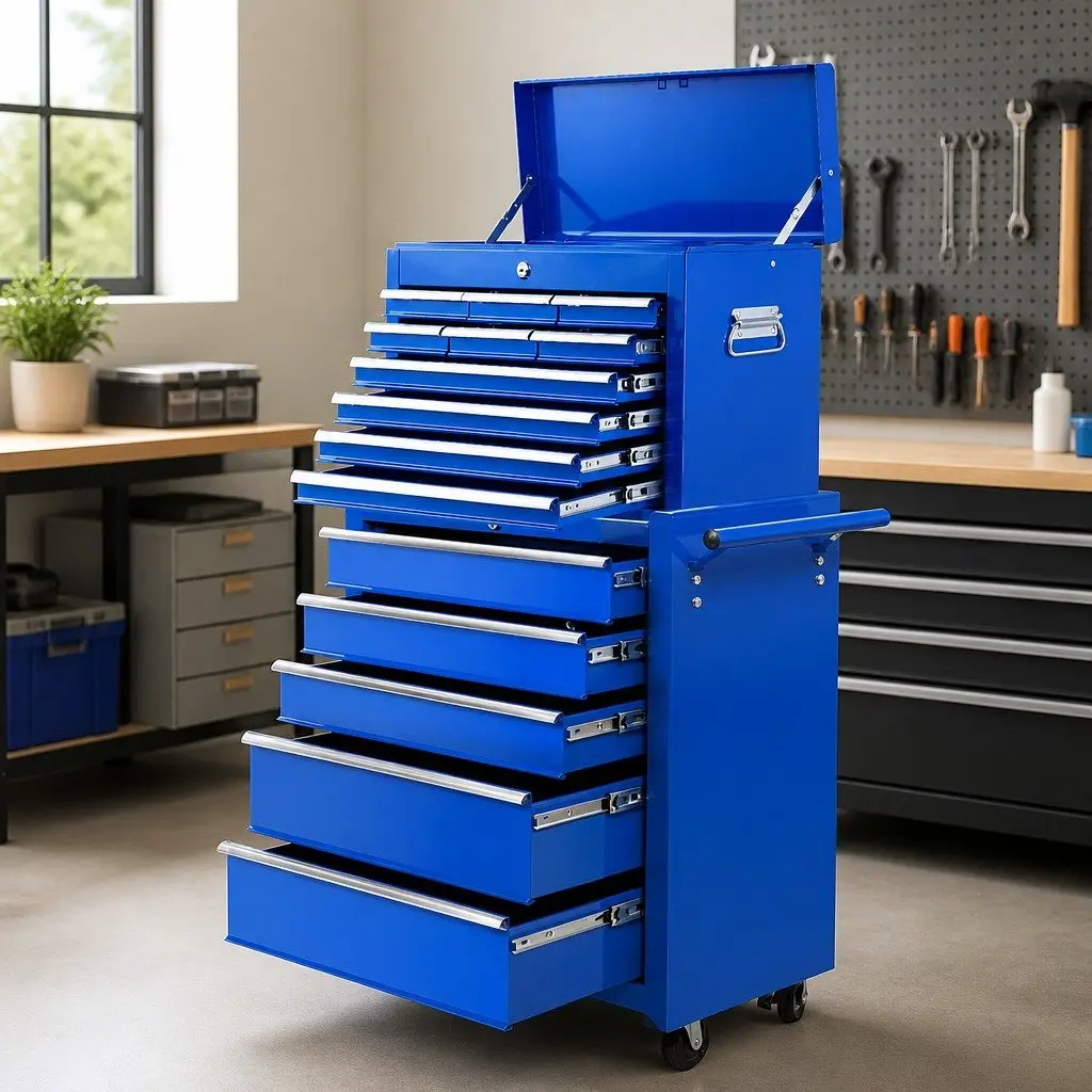 15-Drawer Tool Chest Trolley with Smooth Slides