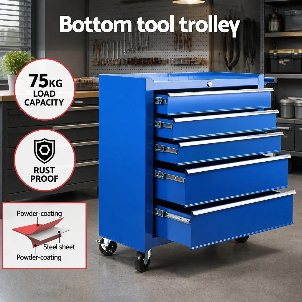 15-Drawer Tool Chest Trolley with Smooth Slides