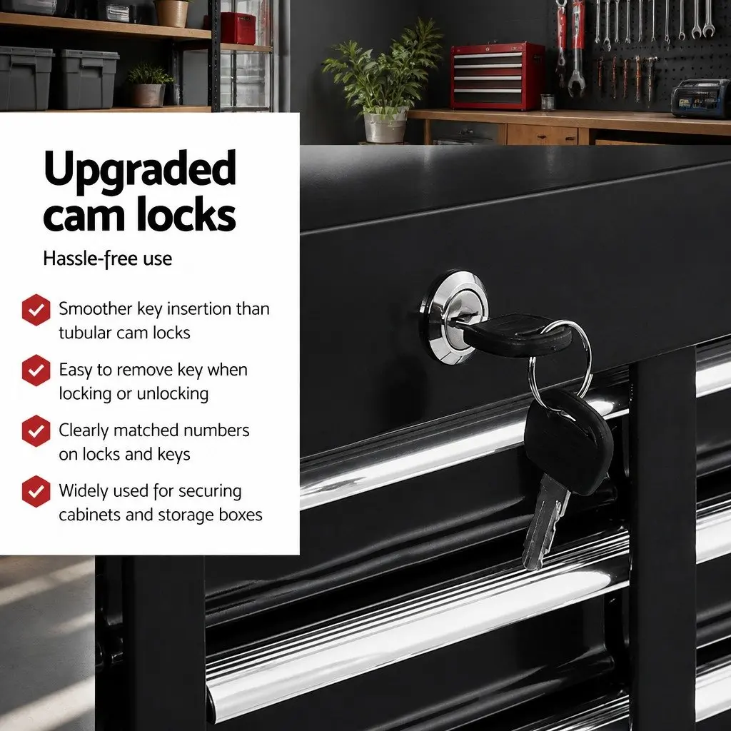 Tool Cabinet Steel 15 Drawer Black 68cm x 33cm x 111cm