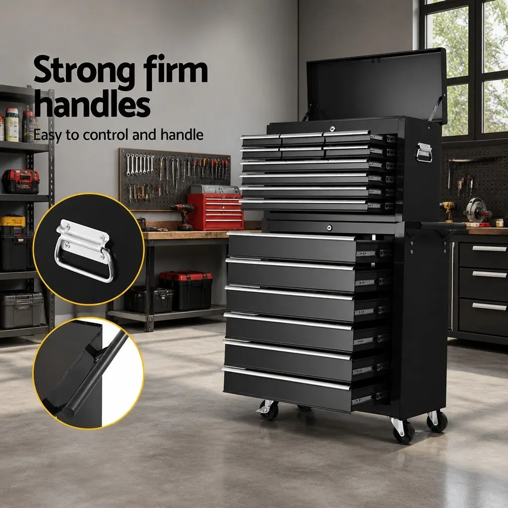 16 Drawer Tool Box Cabinet Chest Trolley Garage Storage Organizer with Castors