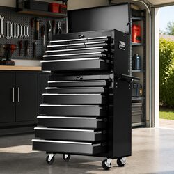 16 Drawer Tool Box Cabinet Chest Trolley Garage Storage Organizer Lockable
