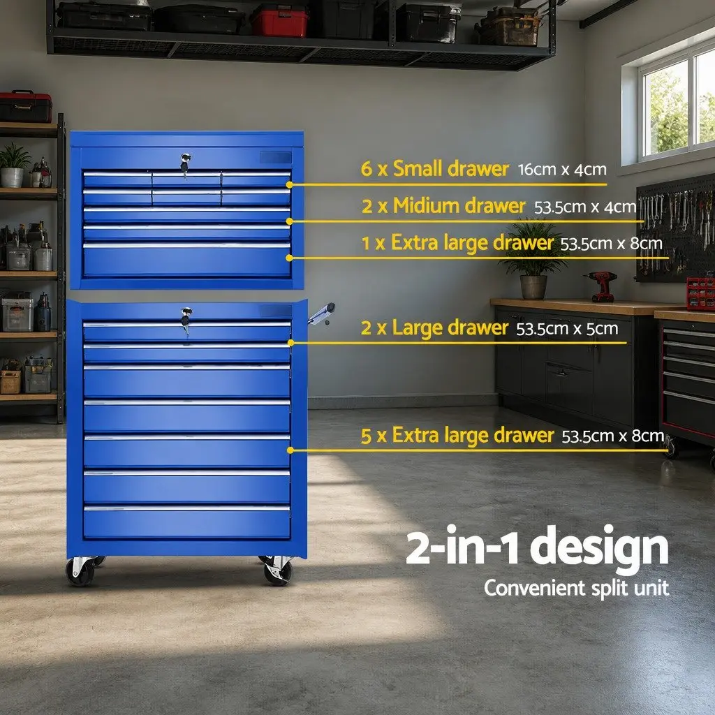 Tool Cabinet Steel 16 Drawers Blue