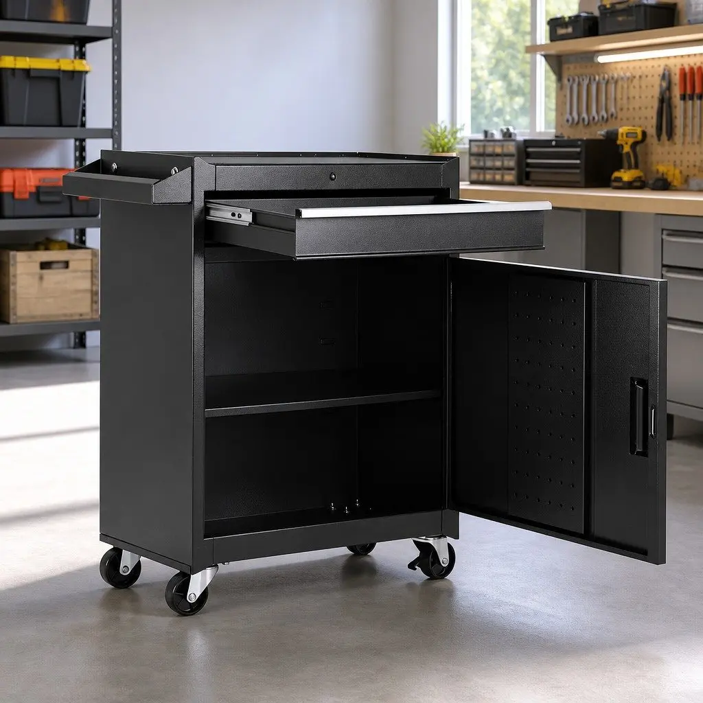 Tool Chest Trolley with Drawer and Cabinet