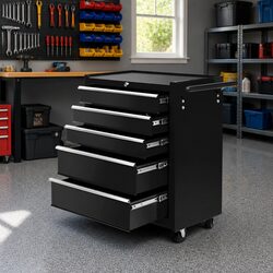 High-Quality 5 Drawer Tool Box Trolley with Lockable Castors