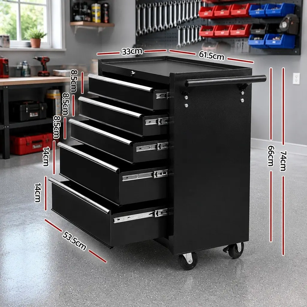 5 Drawer Tool Box Trolley with Lockable Castors