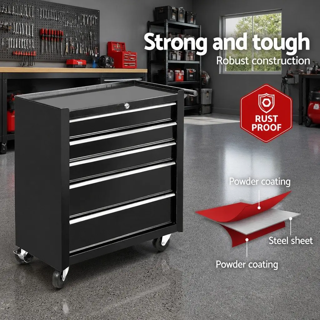 5 Drawer Tool Box Trolley with Lockable Castors