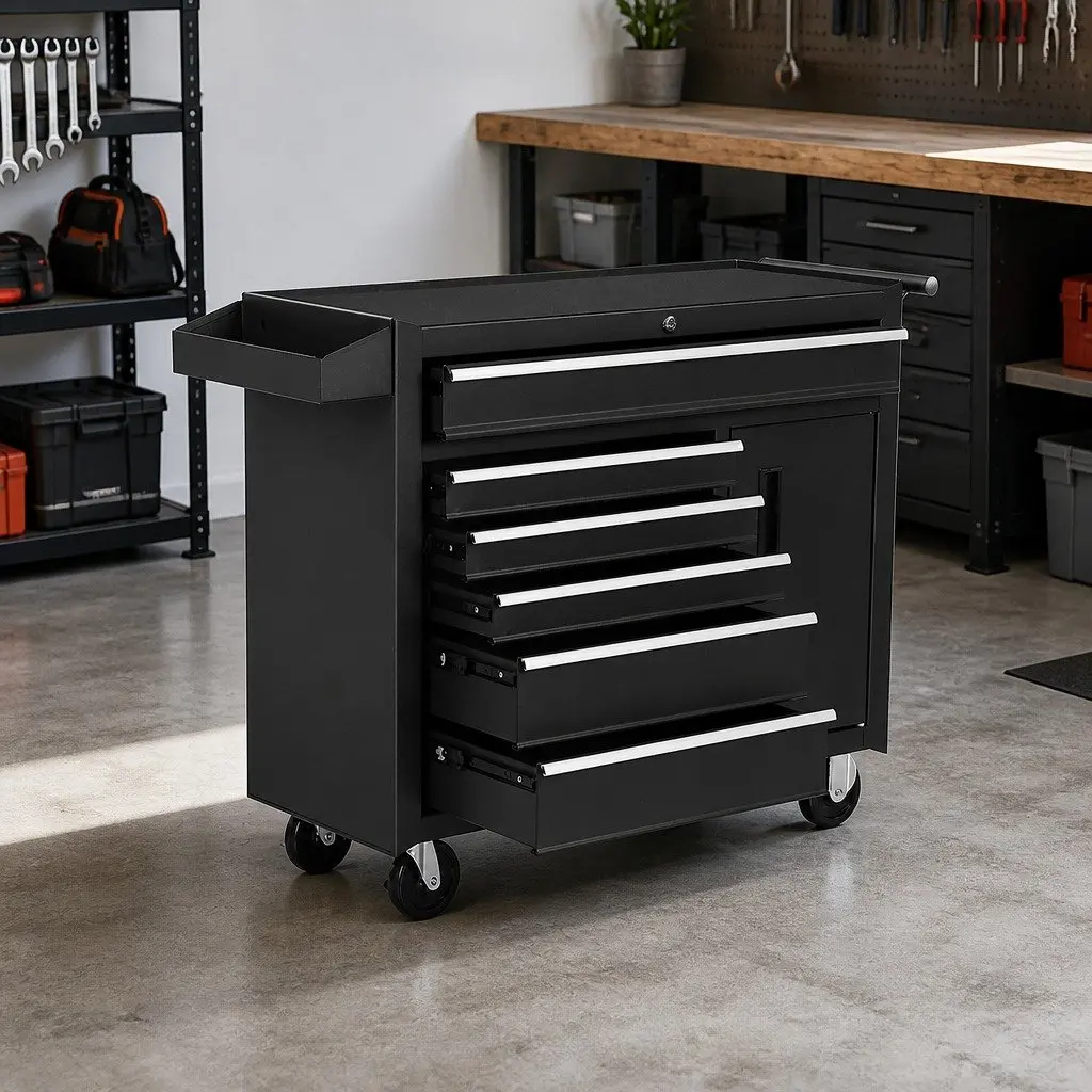 6 Drawer Tool Box Chest Cabinet with Wheels