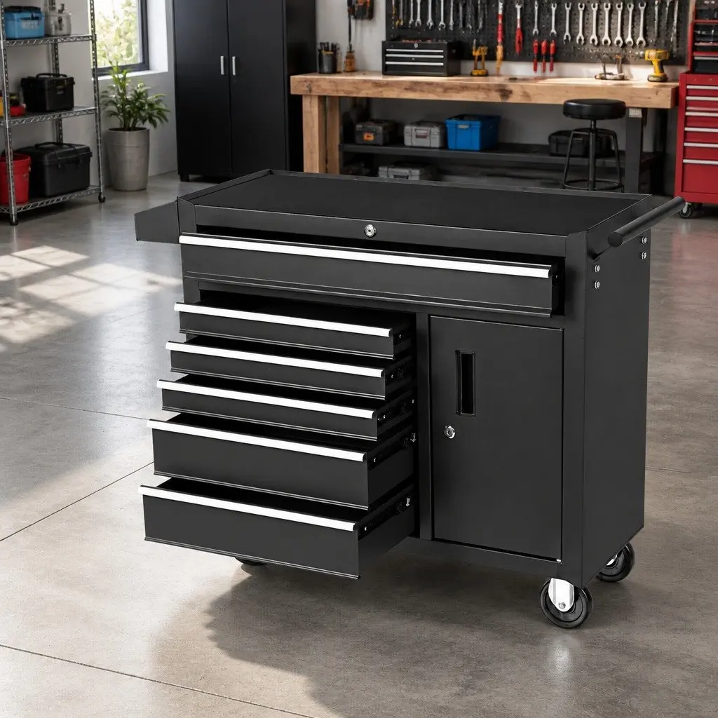 6 Drawer Tool Box Chest Cabinet with Wheels