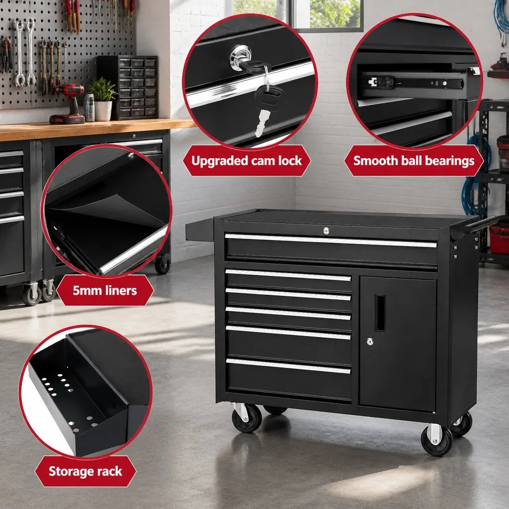 6 Drawer Tool Box Chest Cabinet with Wheels