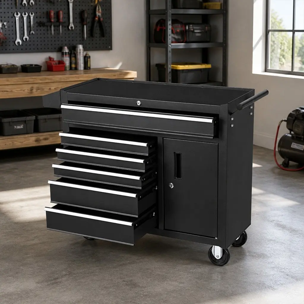 6 Drawer Tool Box Chest Cabinet with Wheels