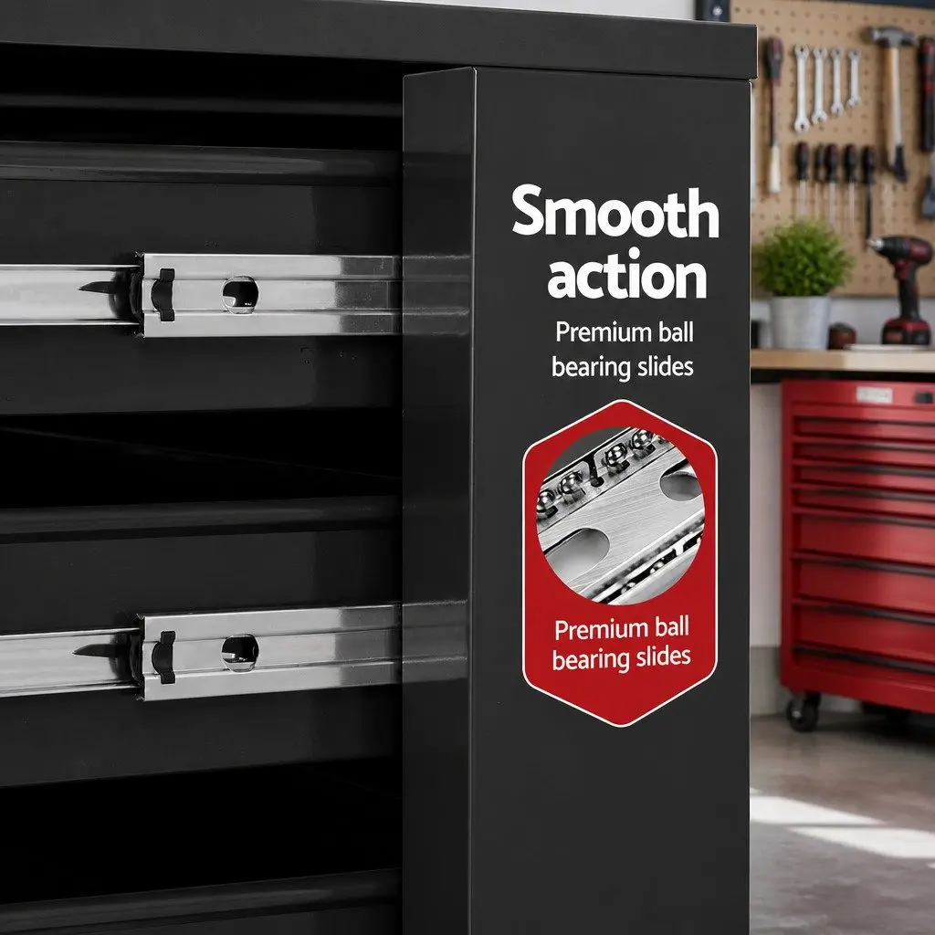 6 Drawer Tool Box Cabinet Trolley Cart Garage Toolbox Storage Chest Wheels
