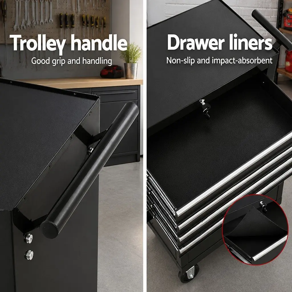 6 Drawer Tool Box Cabinet Trolley Cart Garage Toolbox Storage Chest Wheels