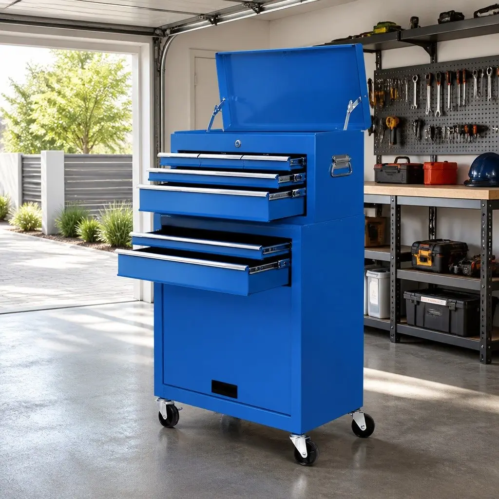 7 Drawer Tool Box Cabinet Trolley in Blue