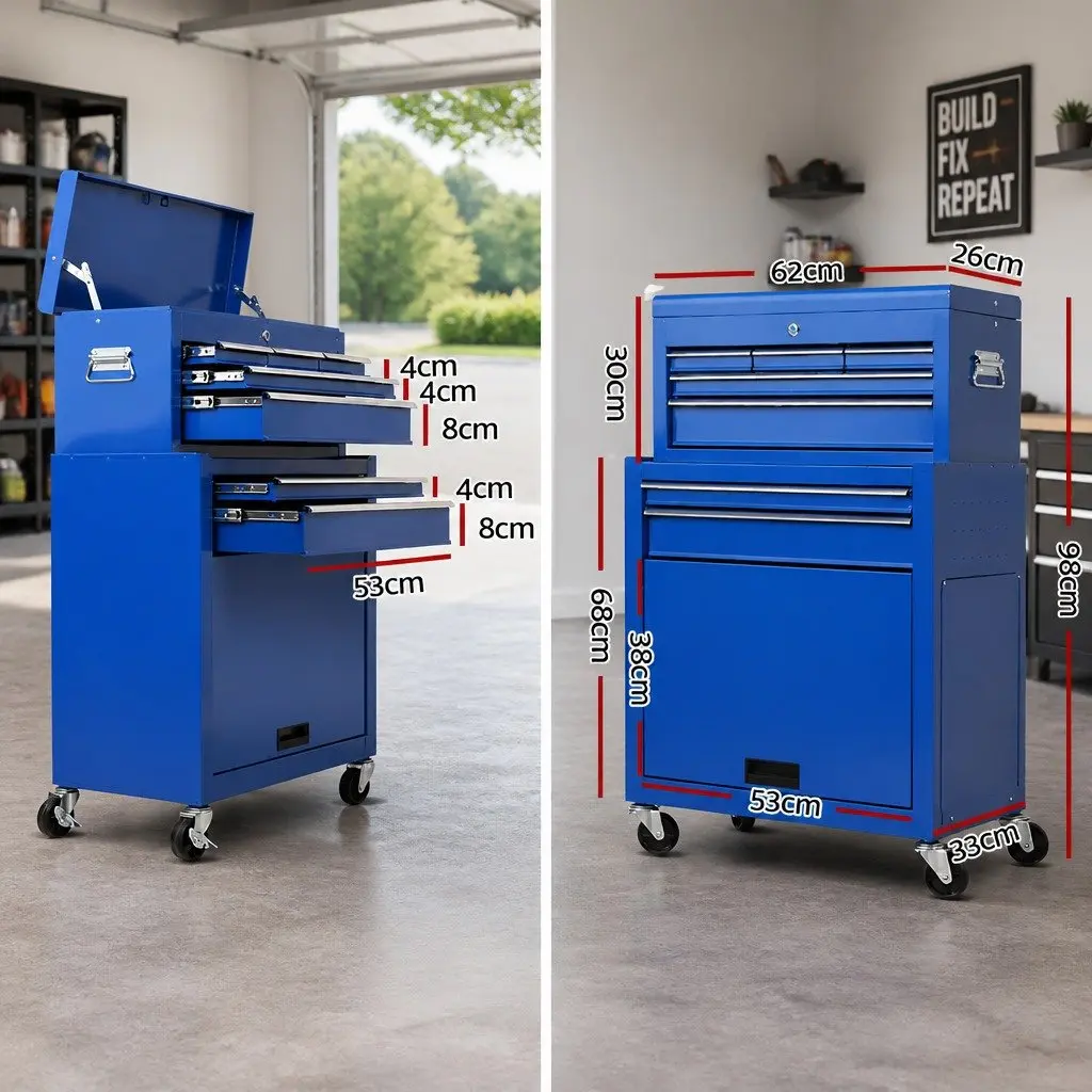 7 Drawer Tool Box Cabinet Trolley in Blue