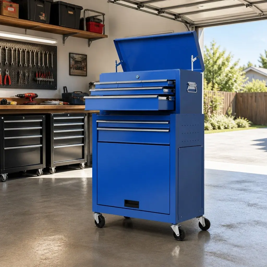 7 Drawer Tool Box Cabinet Trolley in Blue