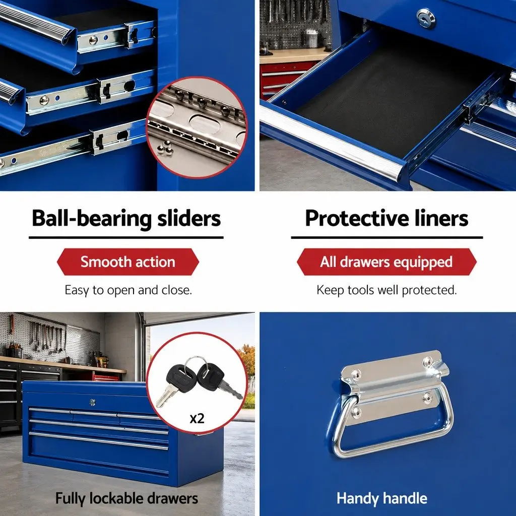 7 Drawer Tool Box Cabinet Trolley in Blue