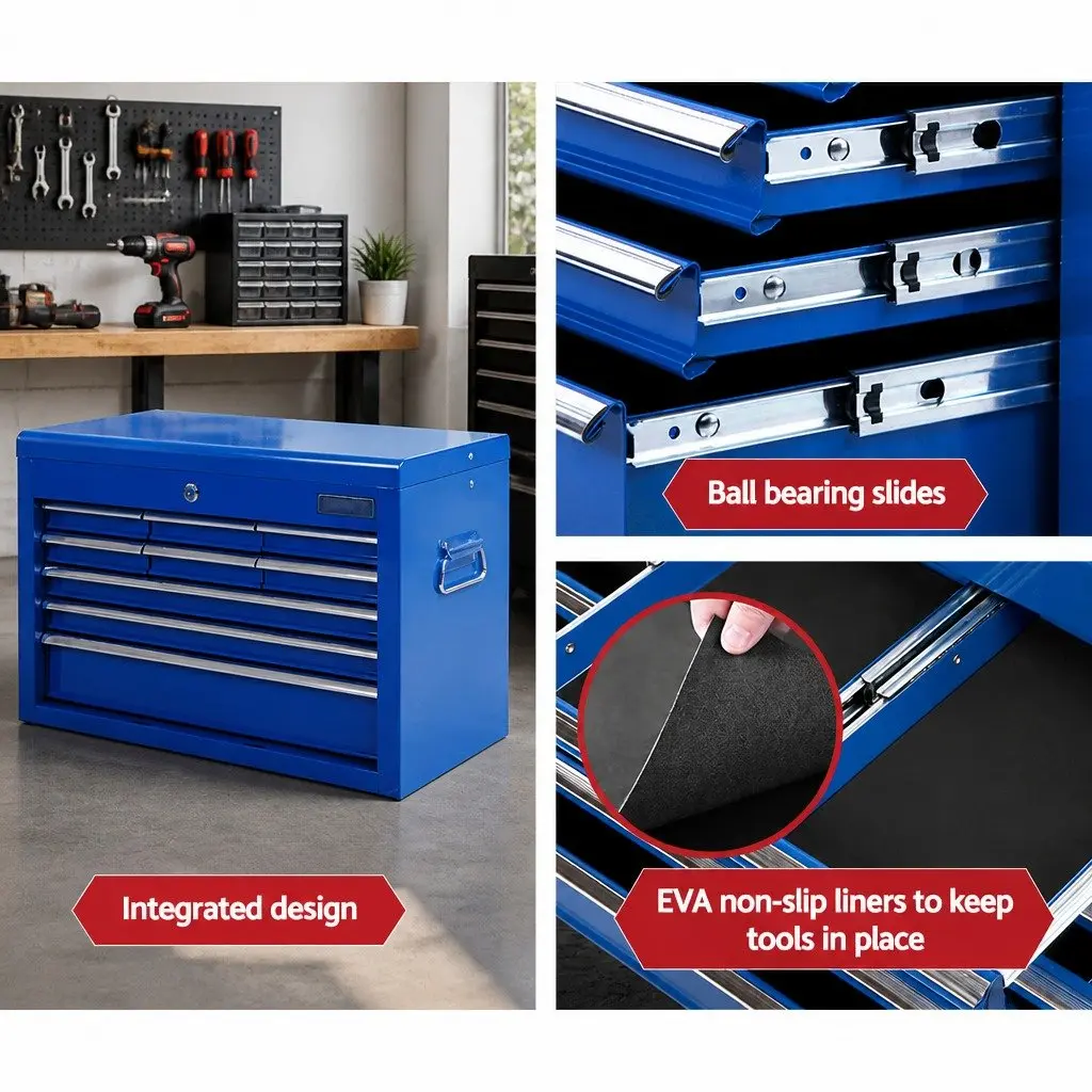 Blue Steel 9 Drawer Tool Storage Cabinet for Workshop