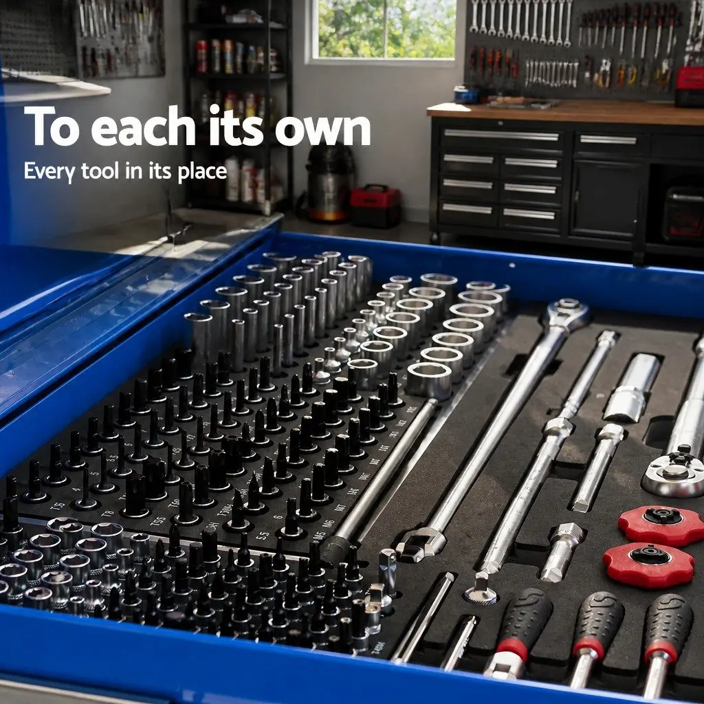 Blue Steel 9 Drawer Tool Storage Cabinet for Workshop
