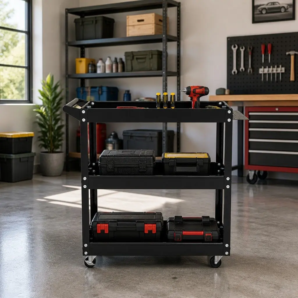 3-Tier Tool Cart for Garage & Workshop Storage