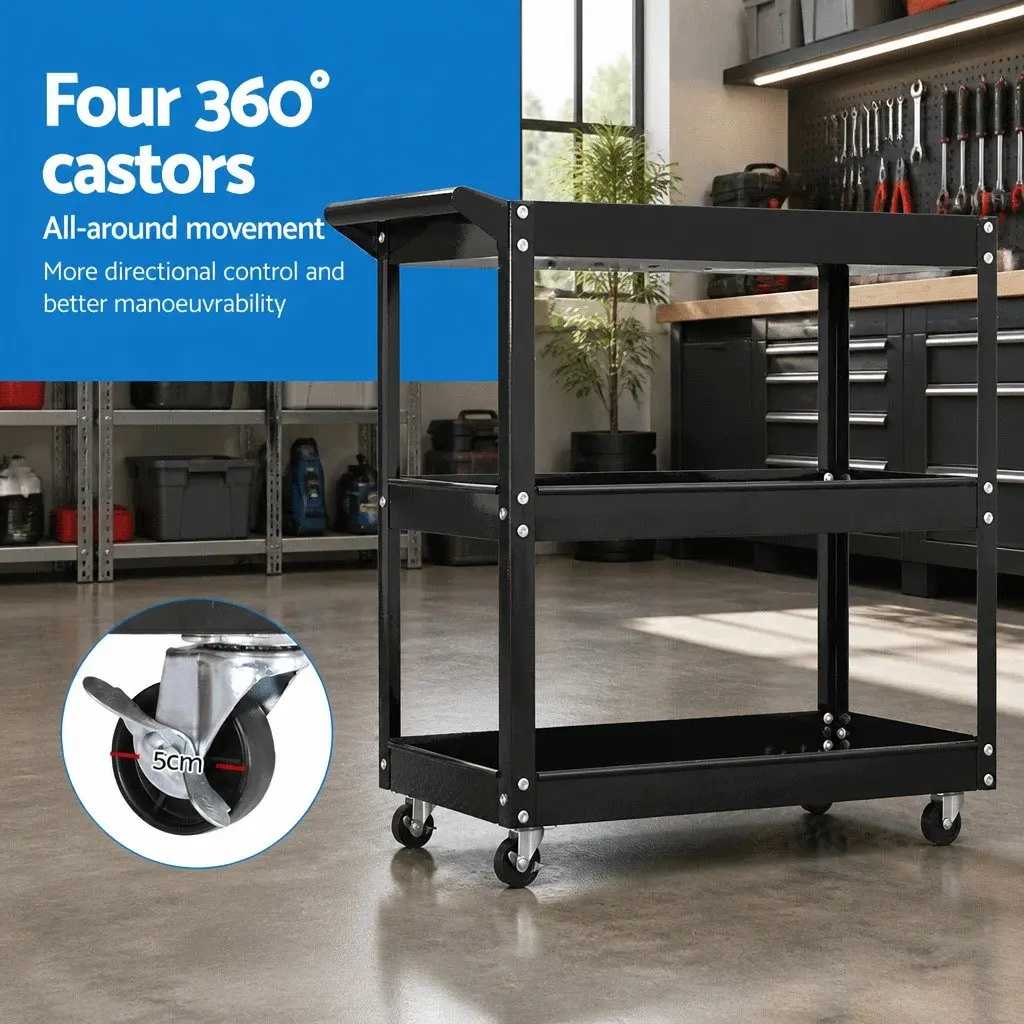 3-Tier Tool Cart for Garage & Workshop Storage