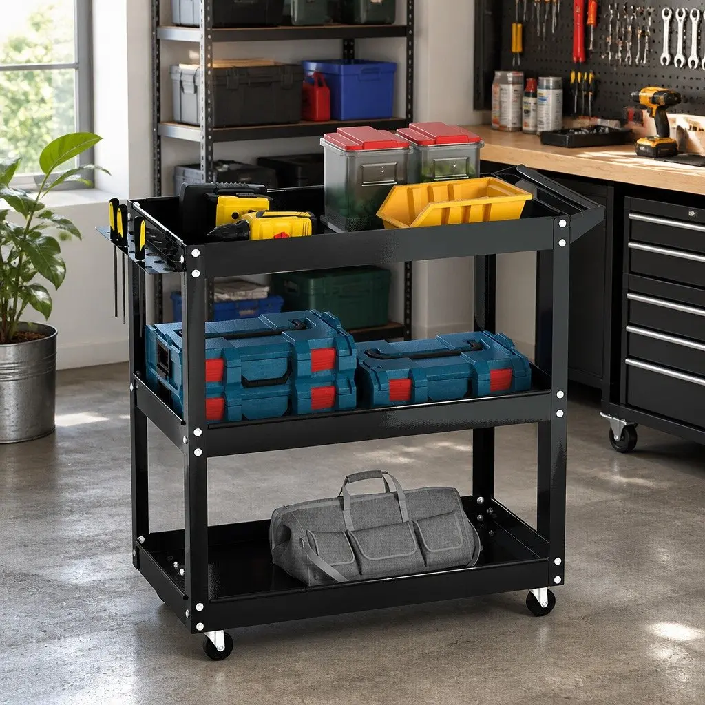 3-Tier Tool Cart for Garage & Workshop Storage