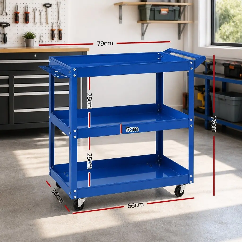 3-Tier Tool Cart Trolley for Workshop Storage