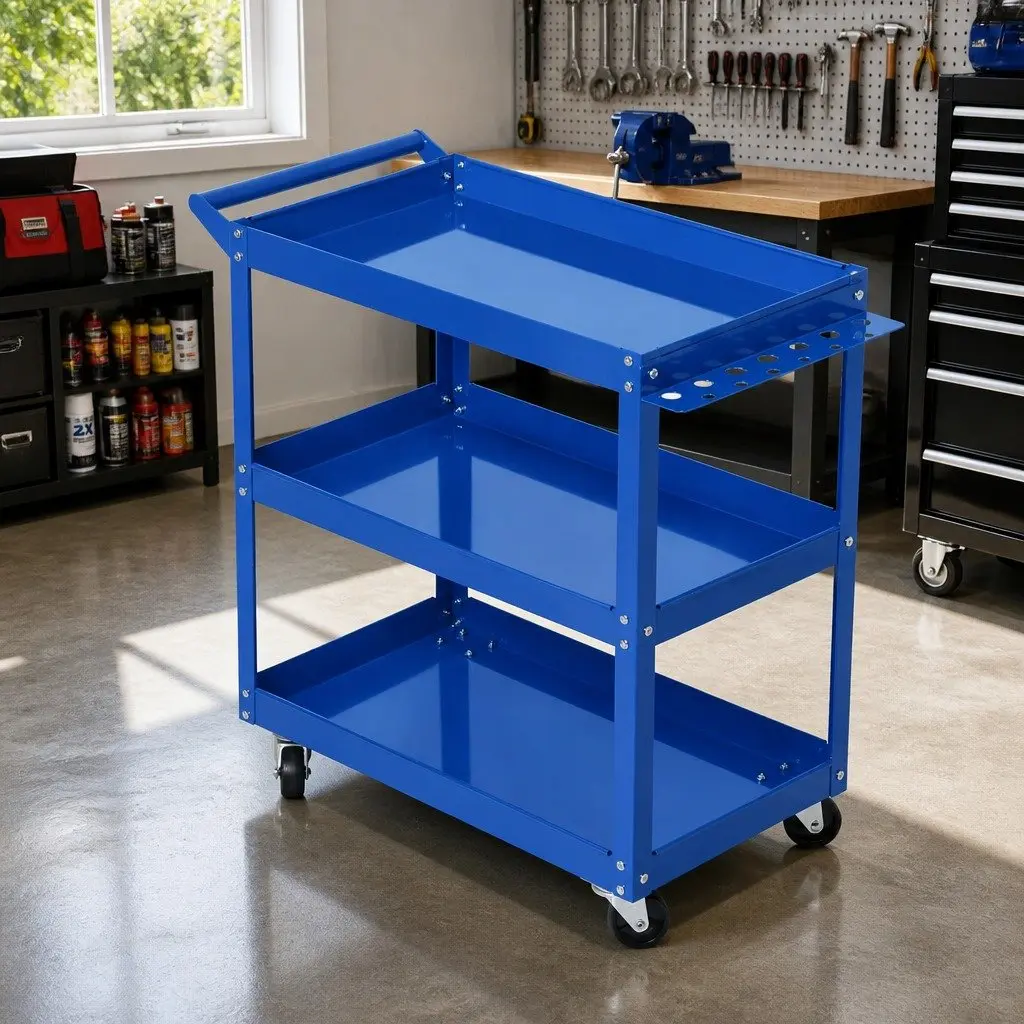3-Tier Tool Cart Trolley for Workshop Storage