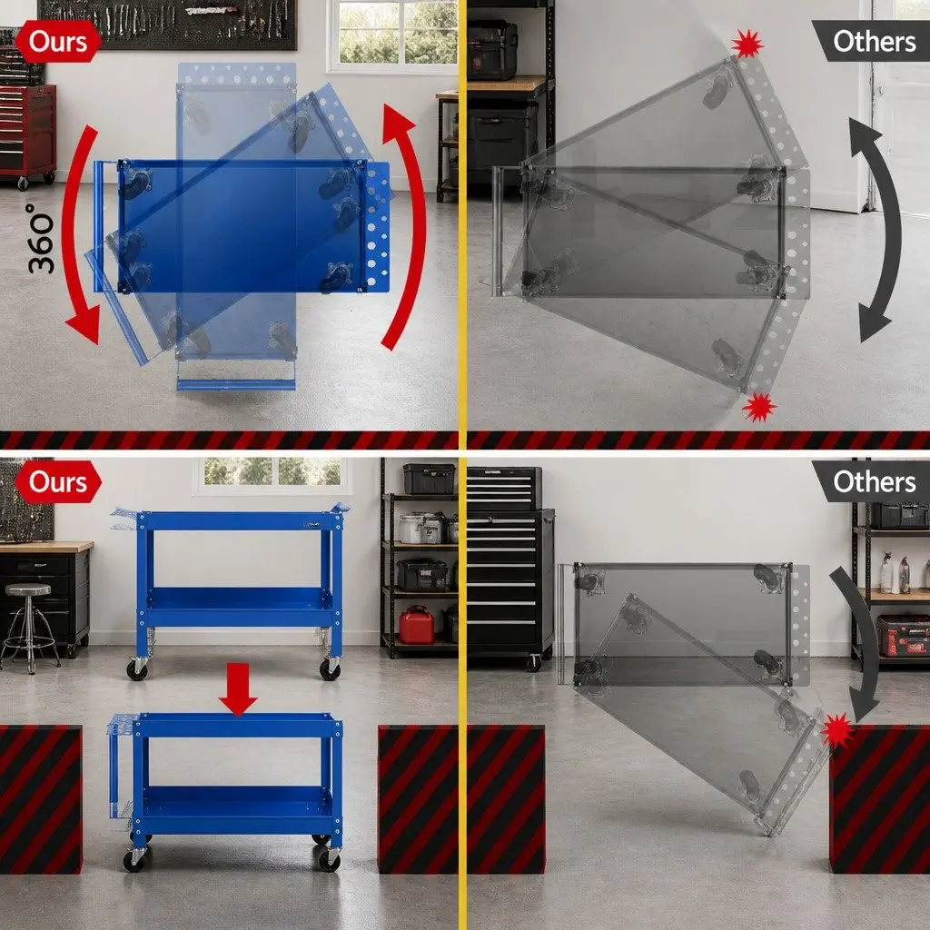 3-Tier Tool Cart Trolley for Workshop Storage