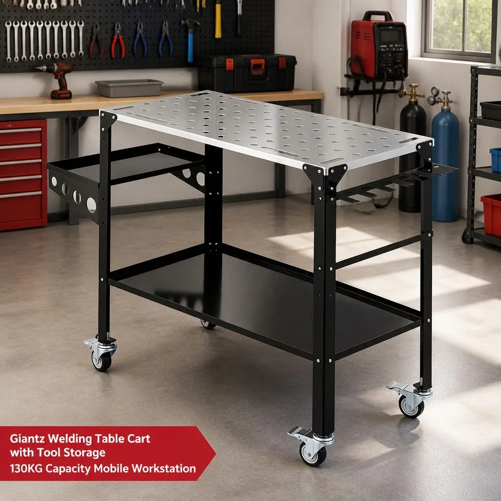 Welding Table Cart Q195 Carbon Steel 128x46x88cm Black