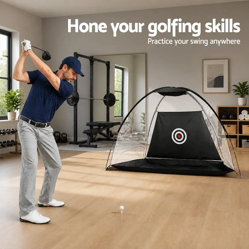 Golf Practice Net Training Mat Set Portable Black Green