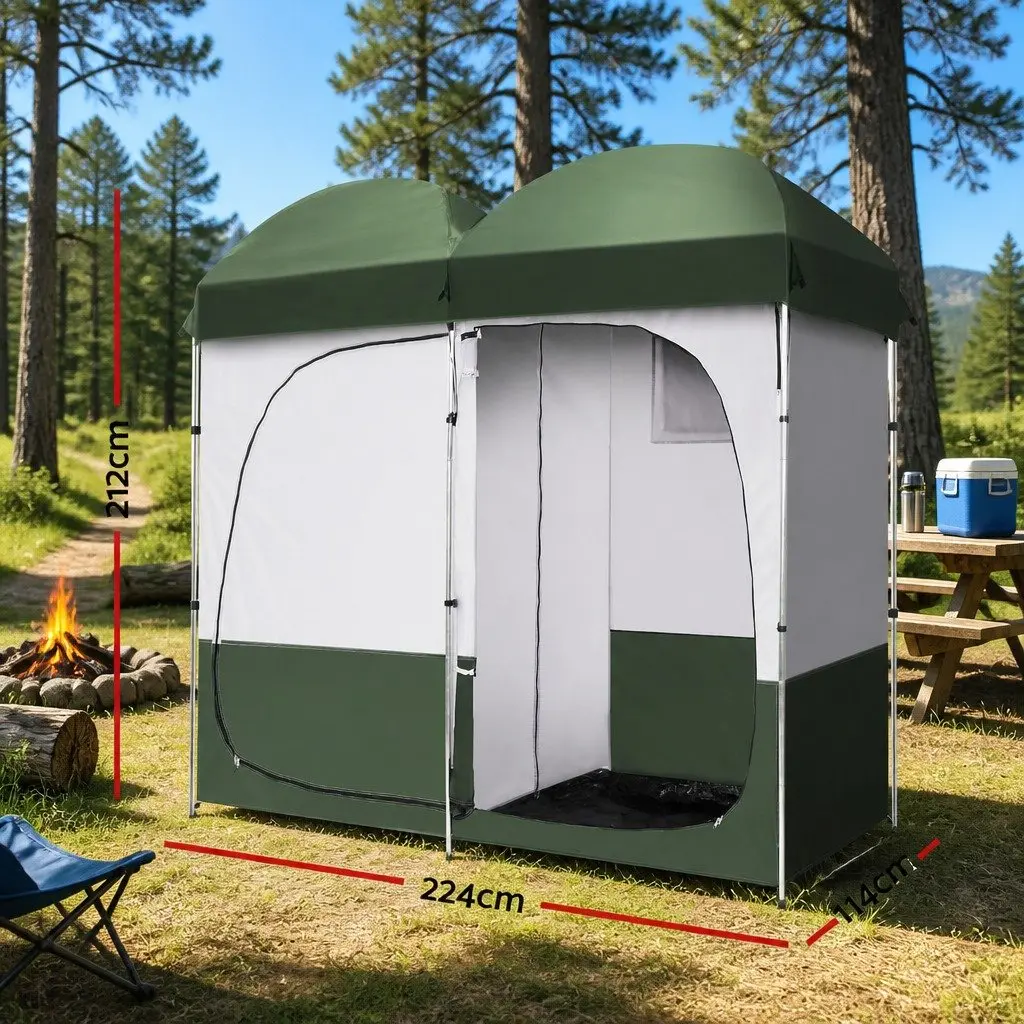 Portable Shower Tent 190T Polyester 224x114x212cm Green