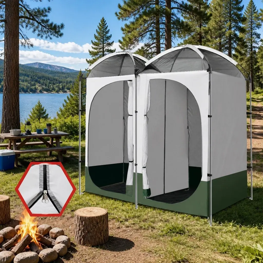 Portable Shower Tent 190T Polyester 224x114x212cm Green