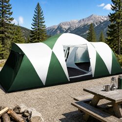 Spacious 12-Person Dome Camping Tent with 3 Rooms