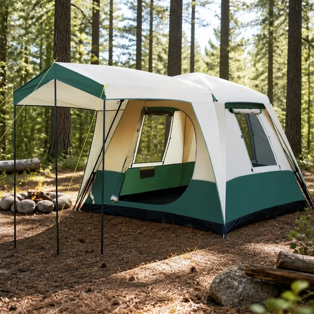 4 Person Dome Tent for Family Camping in Green