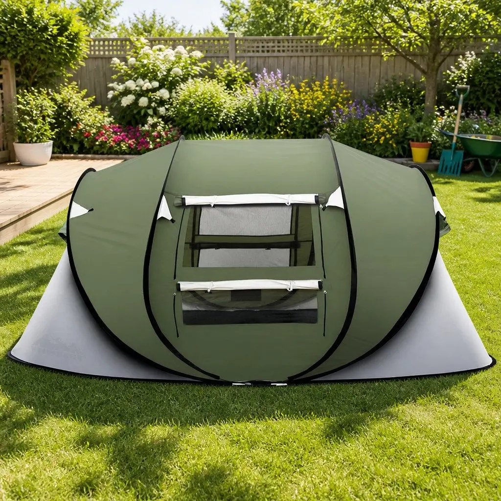 Camping Tent Instant Pop Up 190T Polyester 302cm L x 210cm W x 138cm H Green
