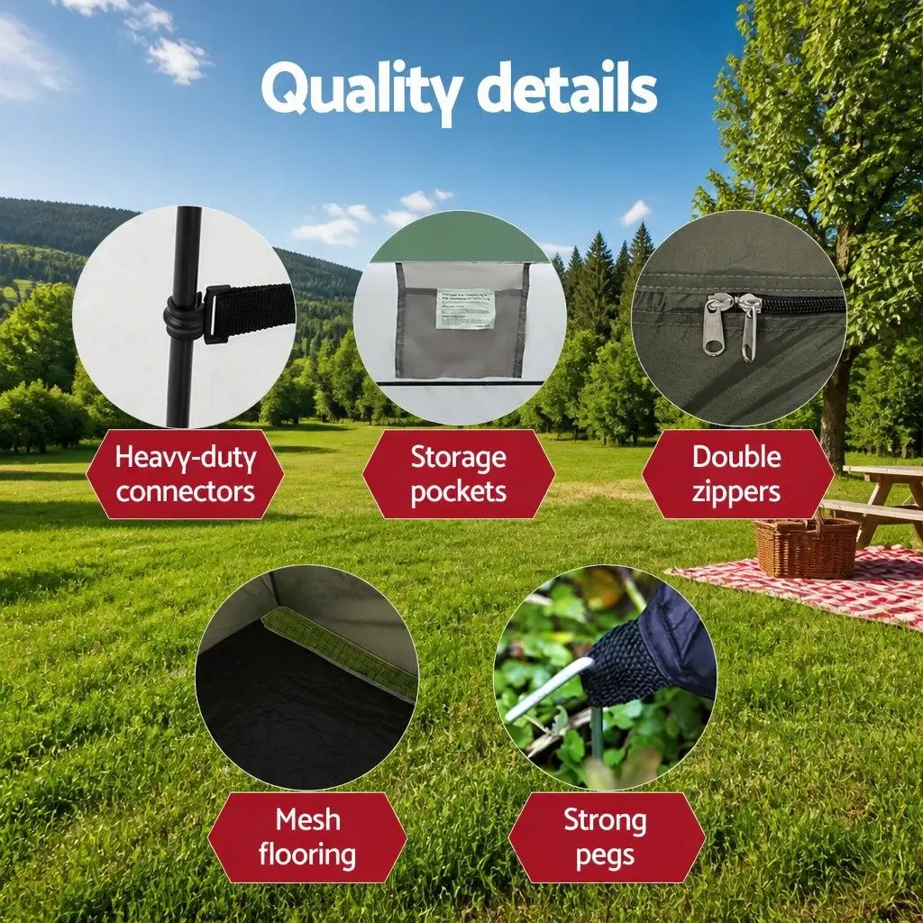 Portable Toilet Shower Tent Set 20L Grey Green Fibreglass Polyester 1-2 Person