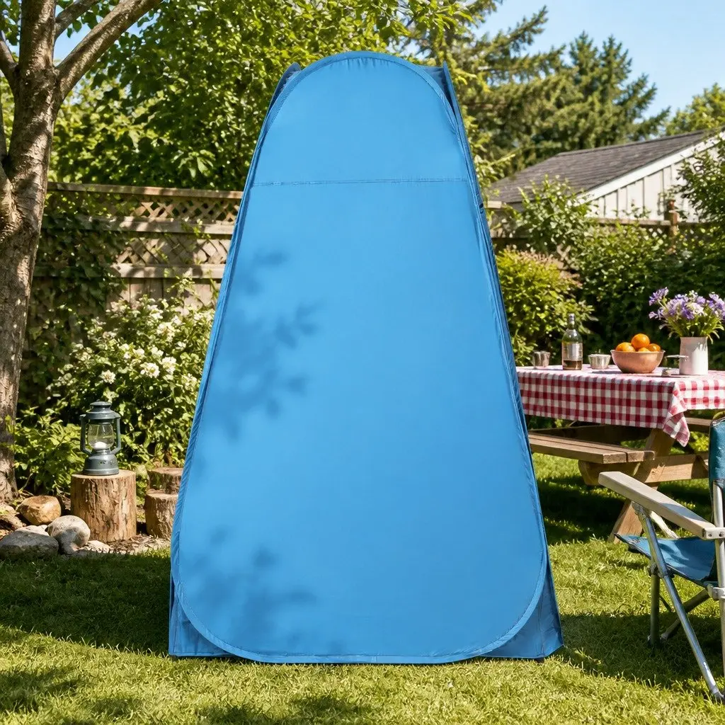 Pop Up Shower Tent Polyester 120cm x 120cm x 190cm Blue