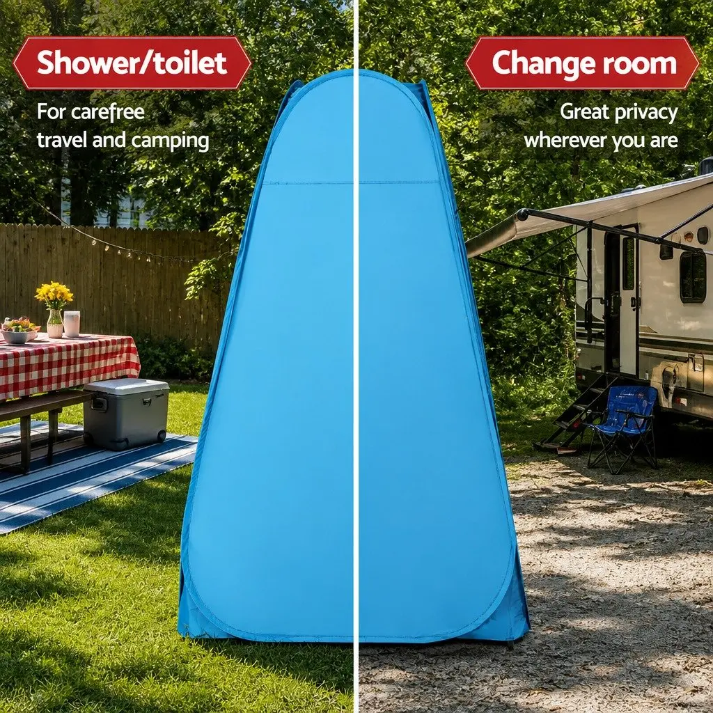 Pop Up Shower Tent Polyester 120cm x 120cm x 190cm Blue