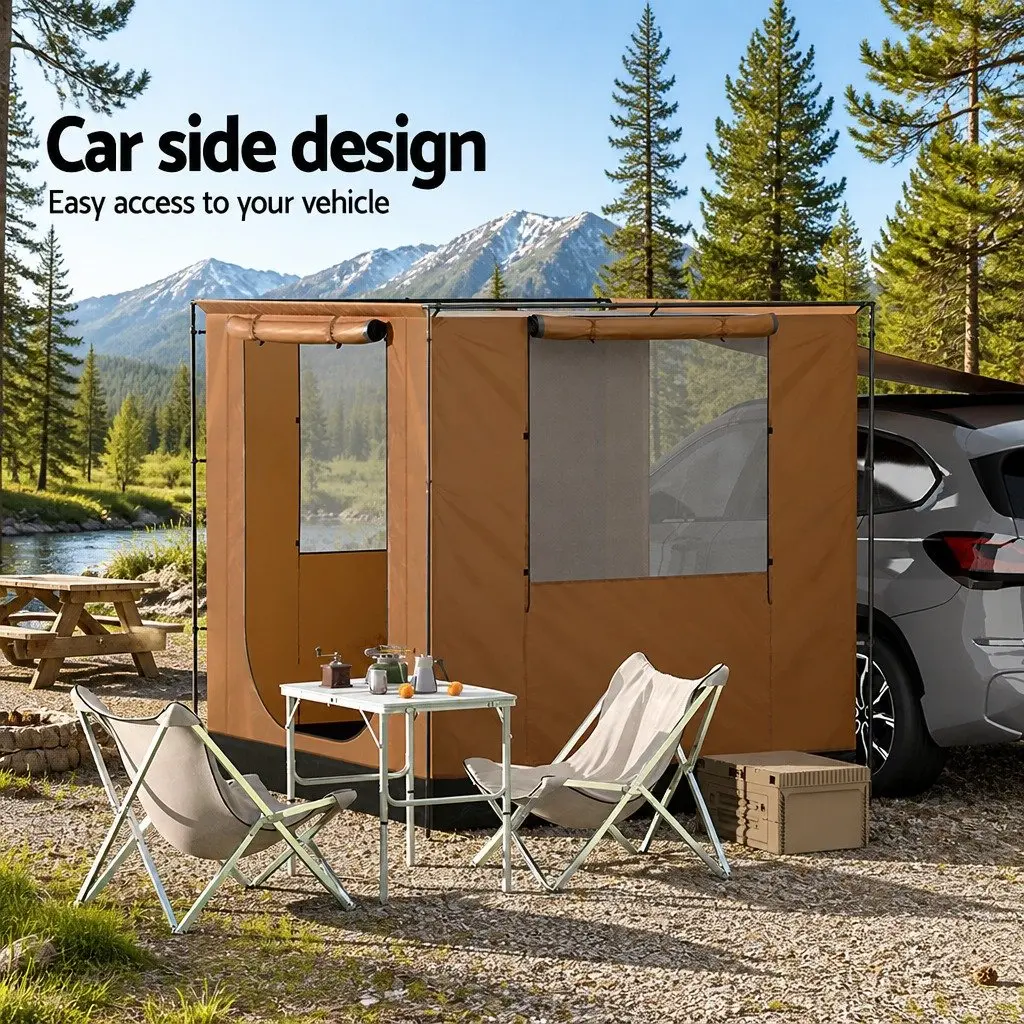 Brown 2x2m Car Side Awning Tent for SUV Camping