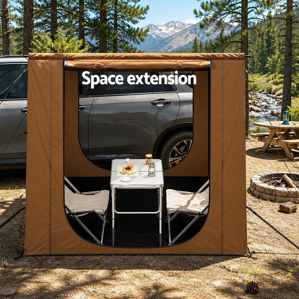 Brown 2x2m Car Side Awning Tent for SUV Camping