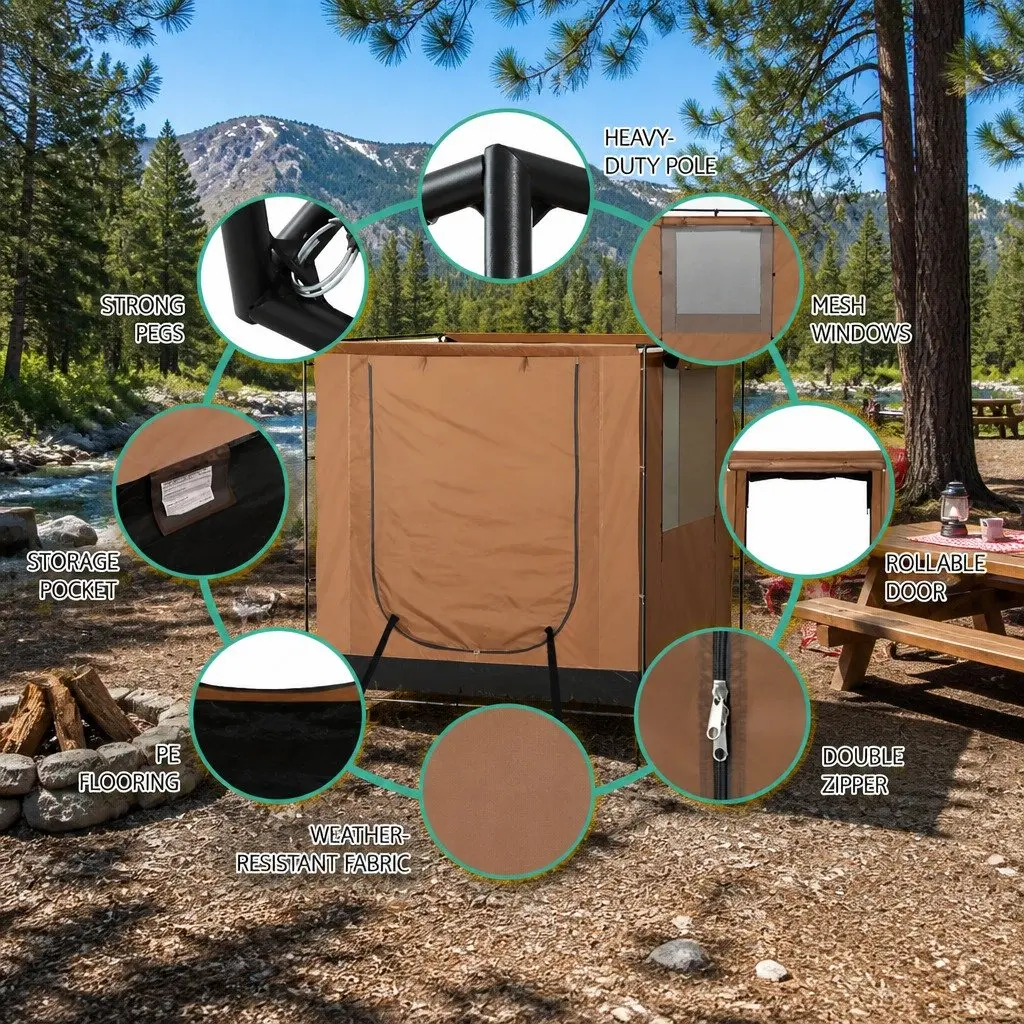 Brown 2x2m Car Side Awning Tent for SUV Camping