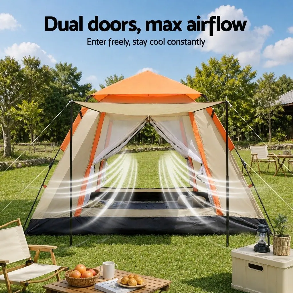Camping Tent Automatic Waterproof 3-4 Person Beige