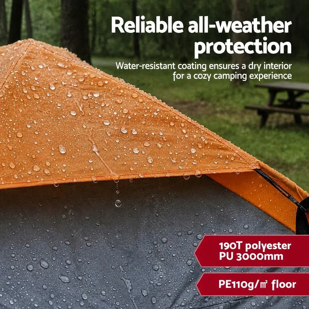 2 Person Camping Tent Automatic Waterproof 210cm x 159cm x 120cm Grey