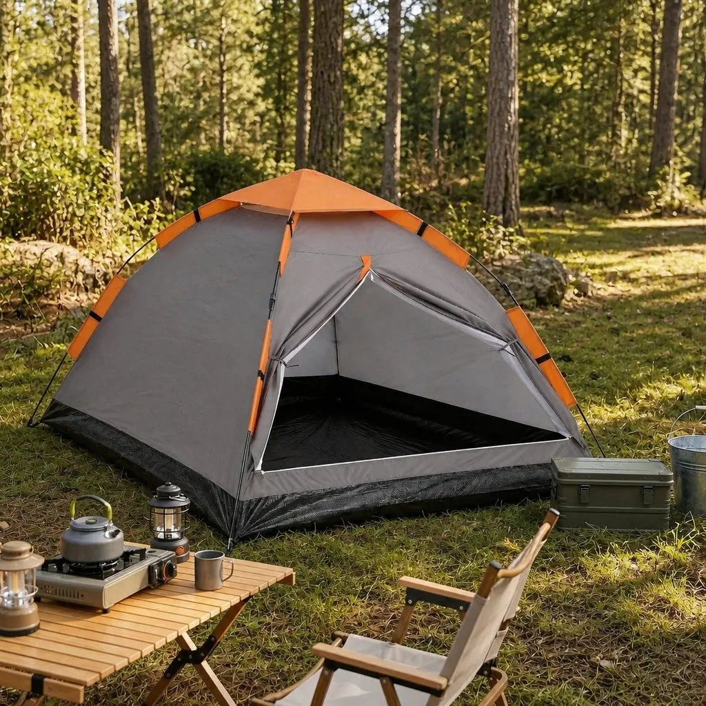 2 Person Camping Tent Automatic Waterproof 210cm x 159cm x 120cm Grey