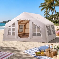 Sturdy Brown Inflatable Tent for 6 Campers, 360CM