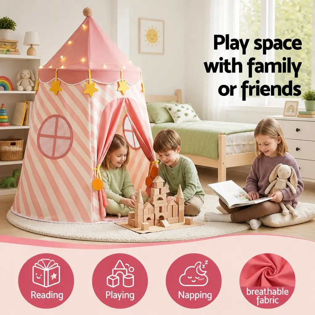 Kids Play Tent Polyester 116cm x 153cm Pink