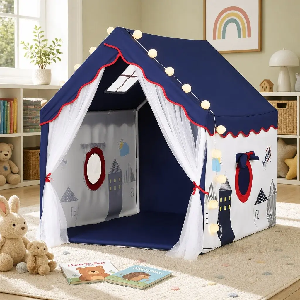 Kids Play Tent Polyester Fabric 134x103cm Blue