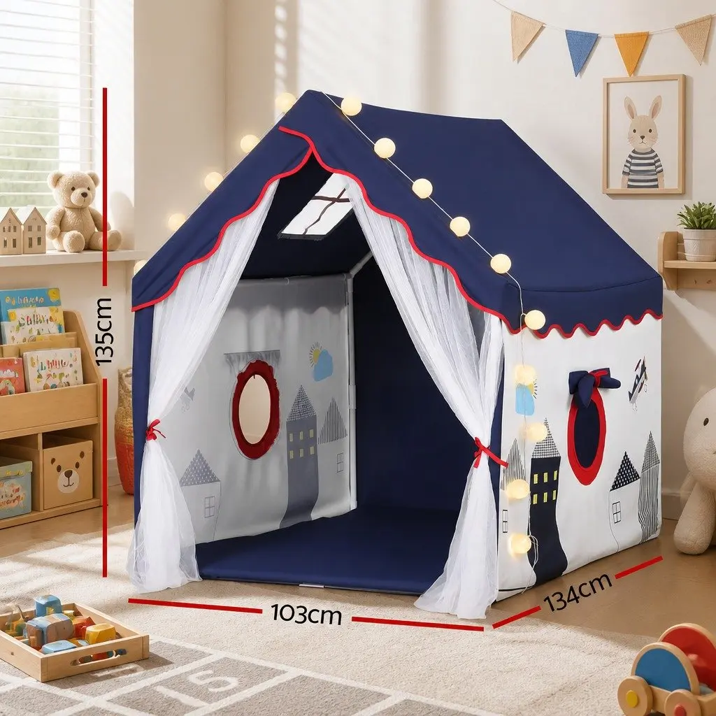 Kids Play Tent Polyester Fabric 134x103cm Blue